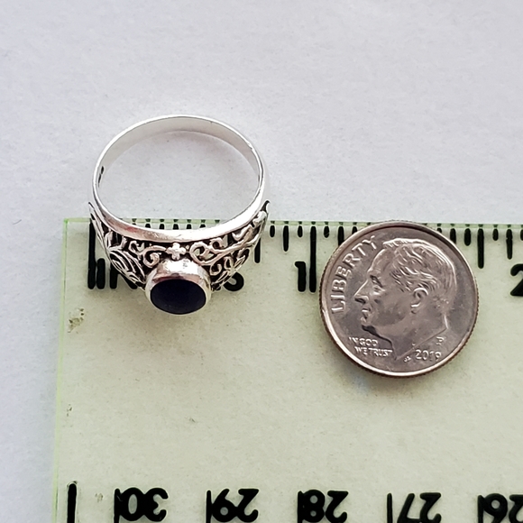 Sterling Filigree Rough Azurite Ring 7.5 - Picture 12 of 13
